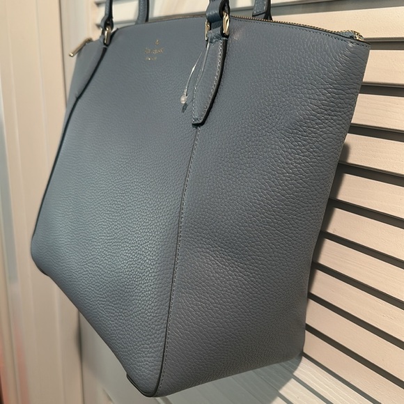 NWT Kate Spade Pebble Leather Baby Blue Tote Bag with Silvertone hardware. - Picture 4 of 11